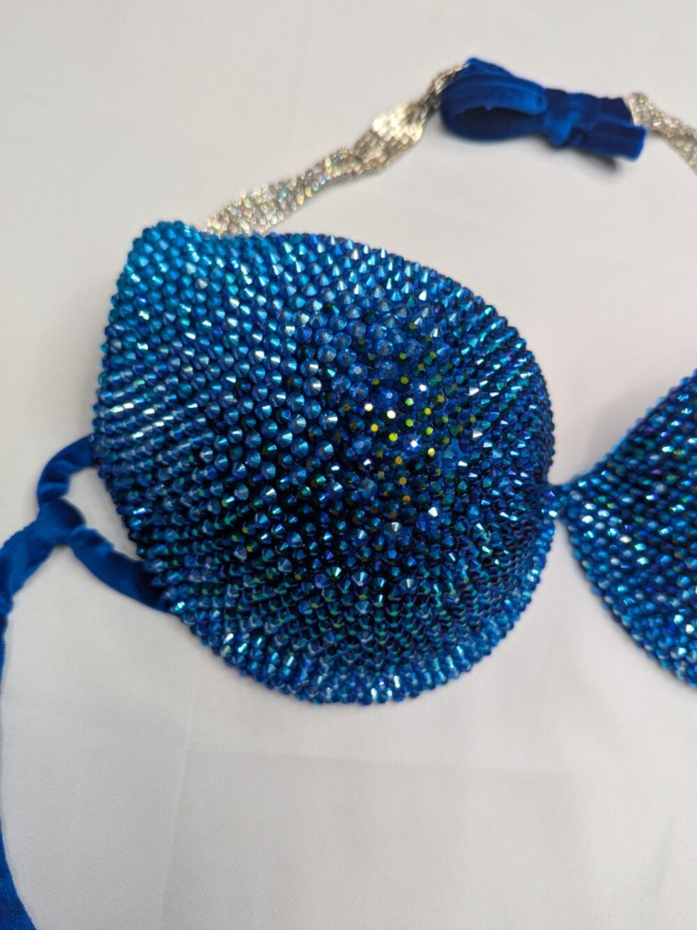 Royal Blue Rhinestone Competition Bikini Rave Bra Top - Picture 9 of 17